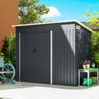 Outsunny Steel Garden Shed with 3 Lockable Doors, 234x132x185 cm, Dark Grey
