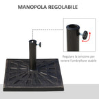 Square Resin Umbrella Base for Ø3.8/4.8cm Poles, 47x47x32cm - Borge' Group Limited
