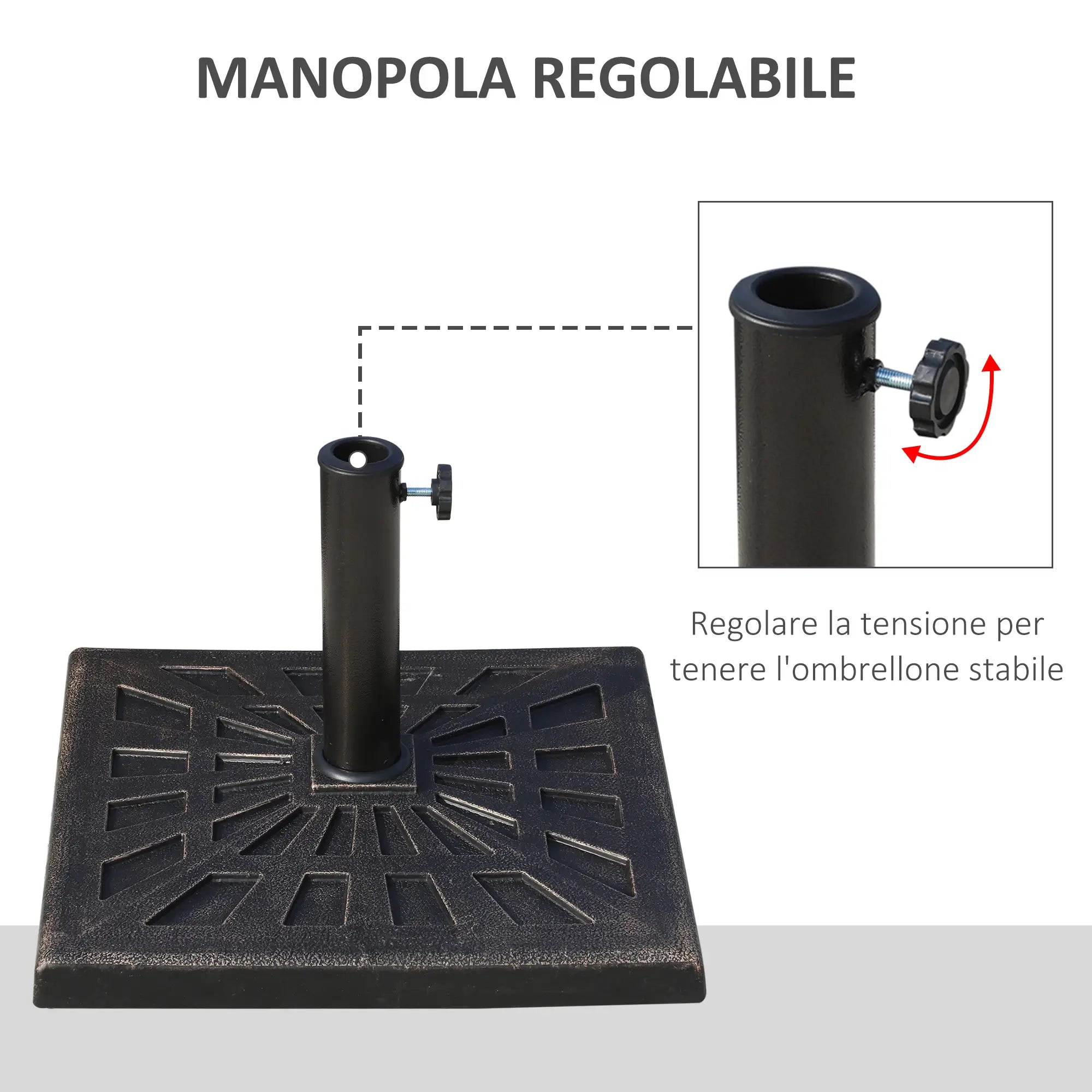 Square Resin Umbrella Base for Ø3.8/4.8cm Poles, 47x47x32cm - Borge' Group Limited