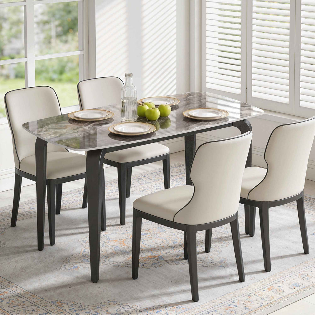HOMCOM 4-Person Table, 130x70 cm, Modern with Sintered Stone Top, Brown