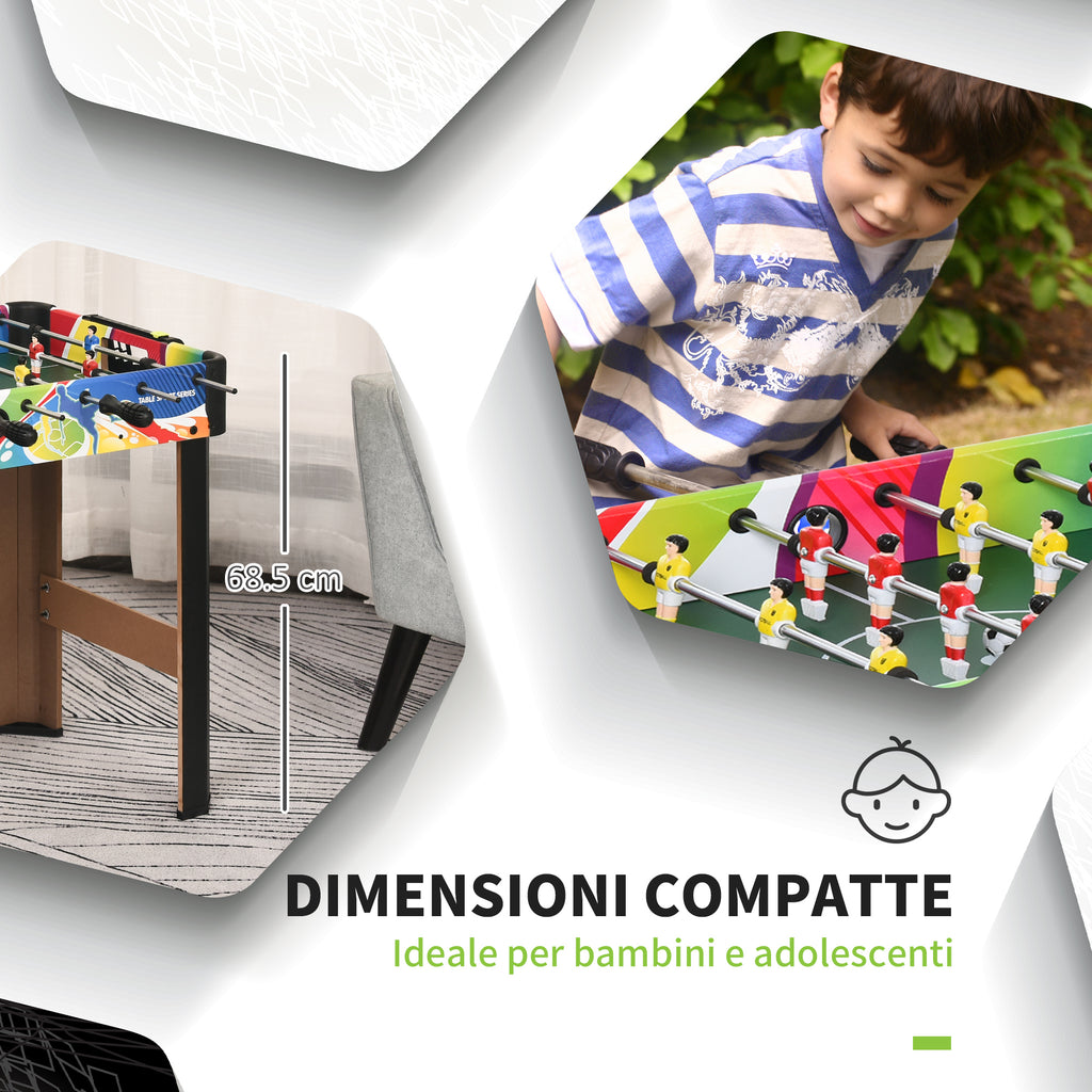 Table Football with 2 Scoreboards, Made of Wood, Stainless Steel and Plastic, 86.5x43.5x63 cm, Multicolored