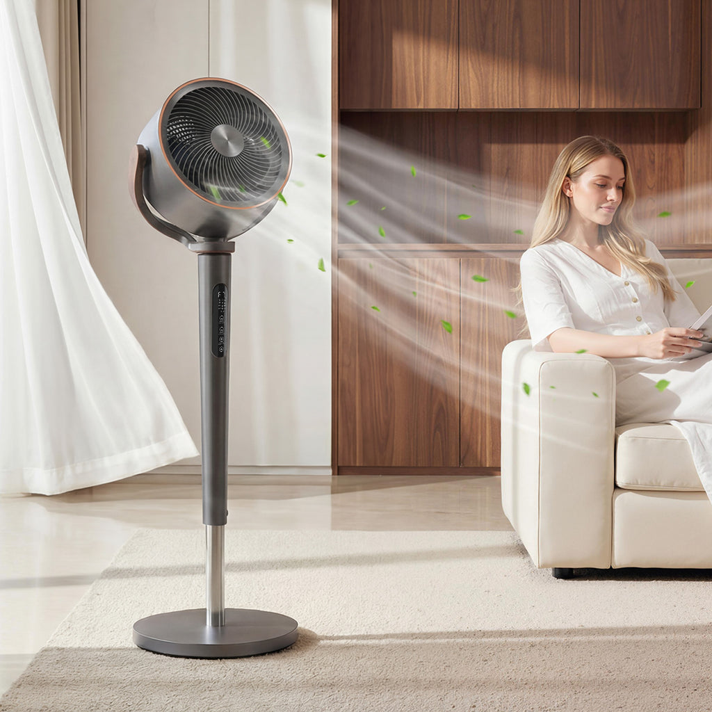 HOMCOM 12-Speed Pedestal Fan with Remote Control, 12-Hour Timer, and Adjustable Height, 35.5 x 32.5 x 116.5 cm, Grey