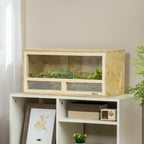 Wooden Reptile Terrarium with Sliding Glass Doors and Mesh Panels, 60x29.5x29.5cm