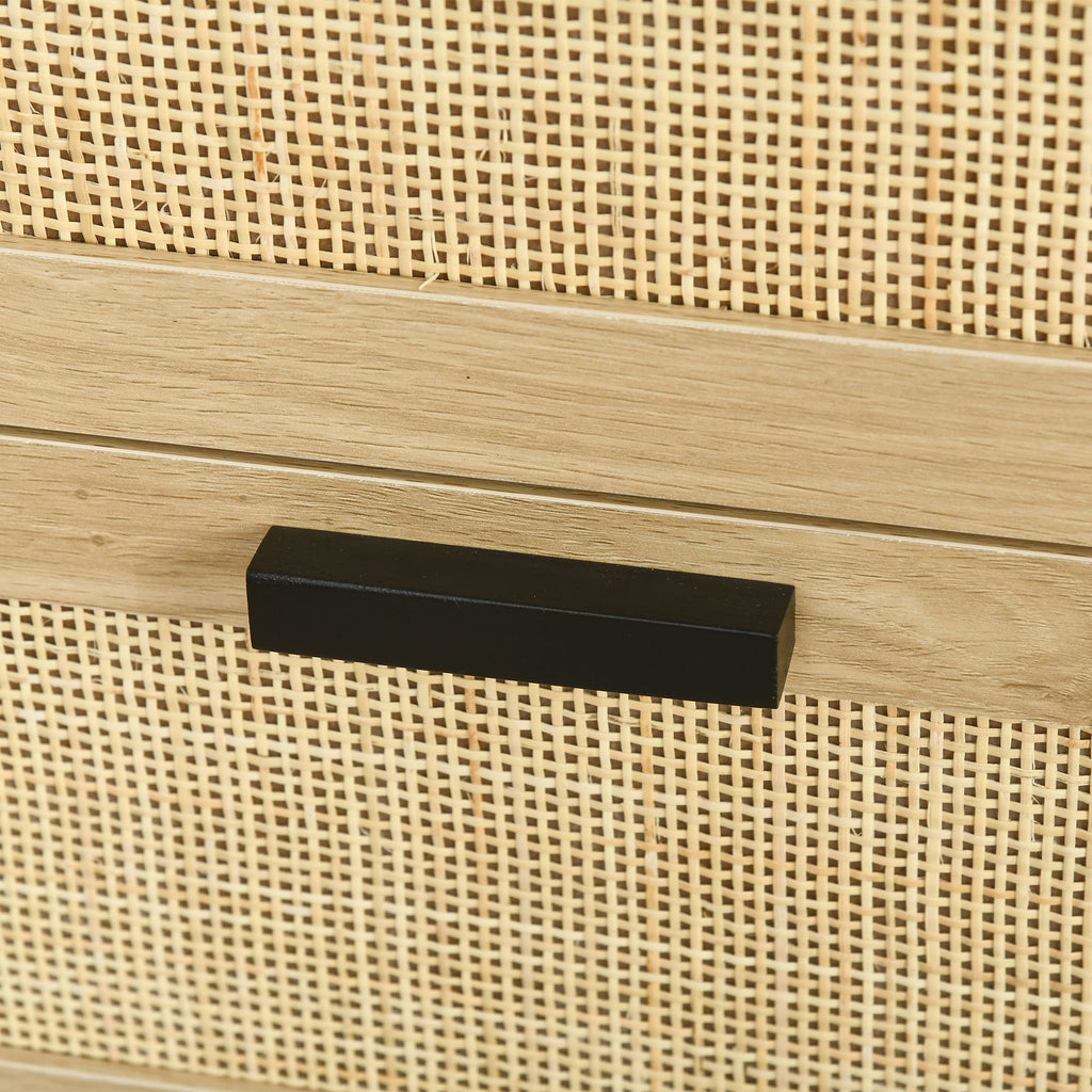 HOMCOM 4-Drawer Chest of Drawers in Chipboard and Rattan for Living Room and Bedroom, 80x38x80 cm