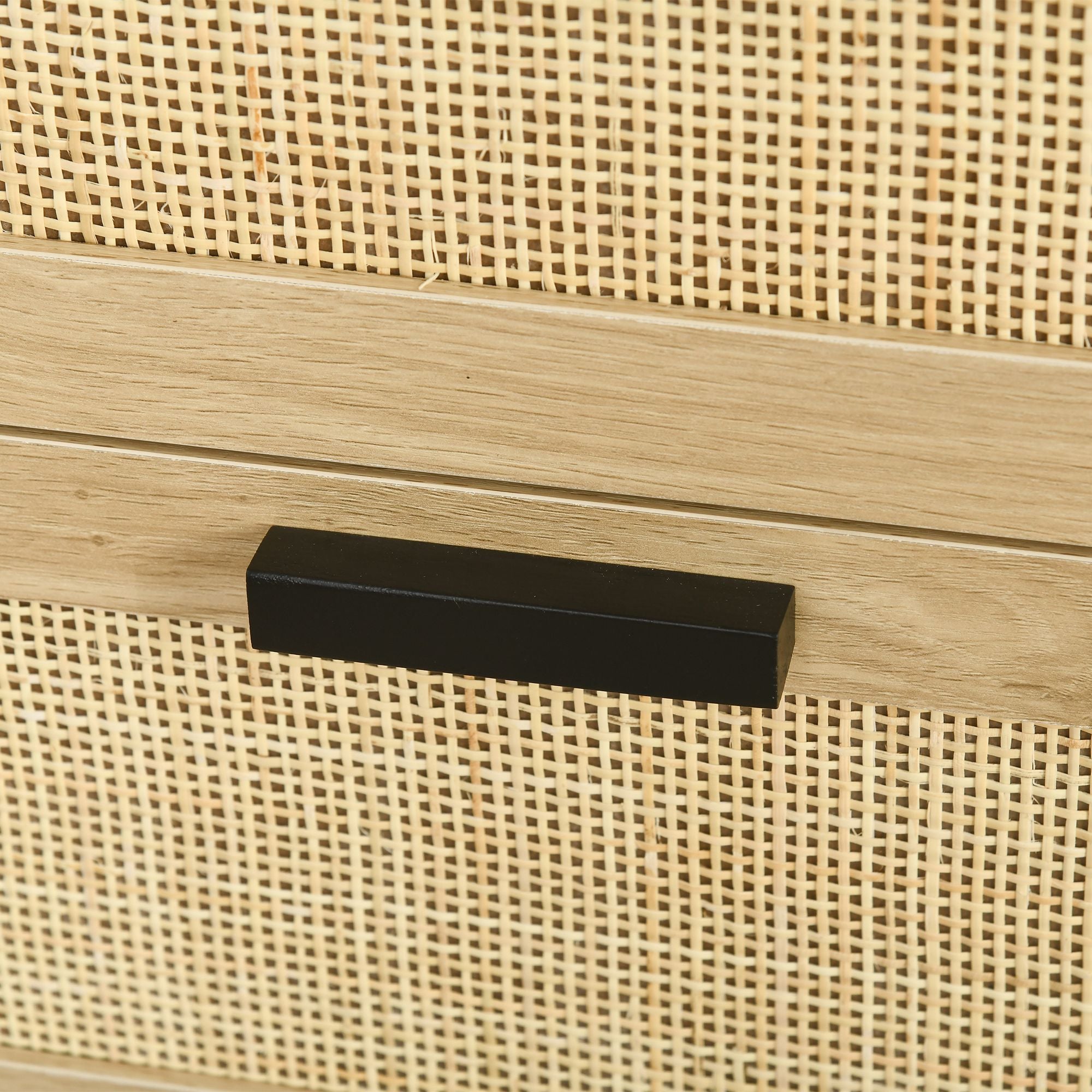 HOMCOM 4-Drawer Chest of Drawers in Chipboard and Rattan for Living Room and Bedroom, 80x38x80 cm