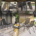 Set of 4 Stackable Garden Chairs in Steel and Breathable Mesh Fabric, 54x71x93 cm, Black