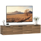 Industrial Style Wall Mounted TV Stand with 3 Cabinets, Up to 65", Rustic Brown