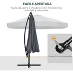 Garden Umbrella 3x3 m with Mosquito Net, Crank Opening and Cross Base, Dark Grey
