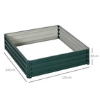 Open Bottom Raised Garden Bed with Covering, in Galvanized Steel, 120x120x30 cm, Green - Borgè