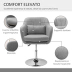 Swivel Chair with Adjustable Height, with Cushion, Lumbar Support and Armrest, 60x60x79-91 cm, Grey