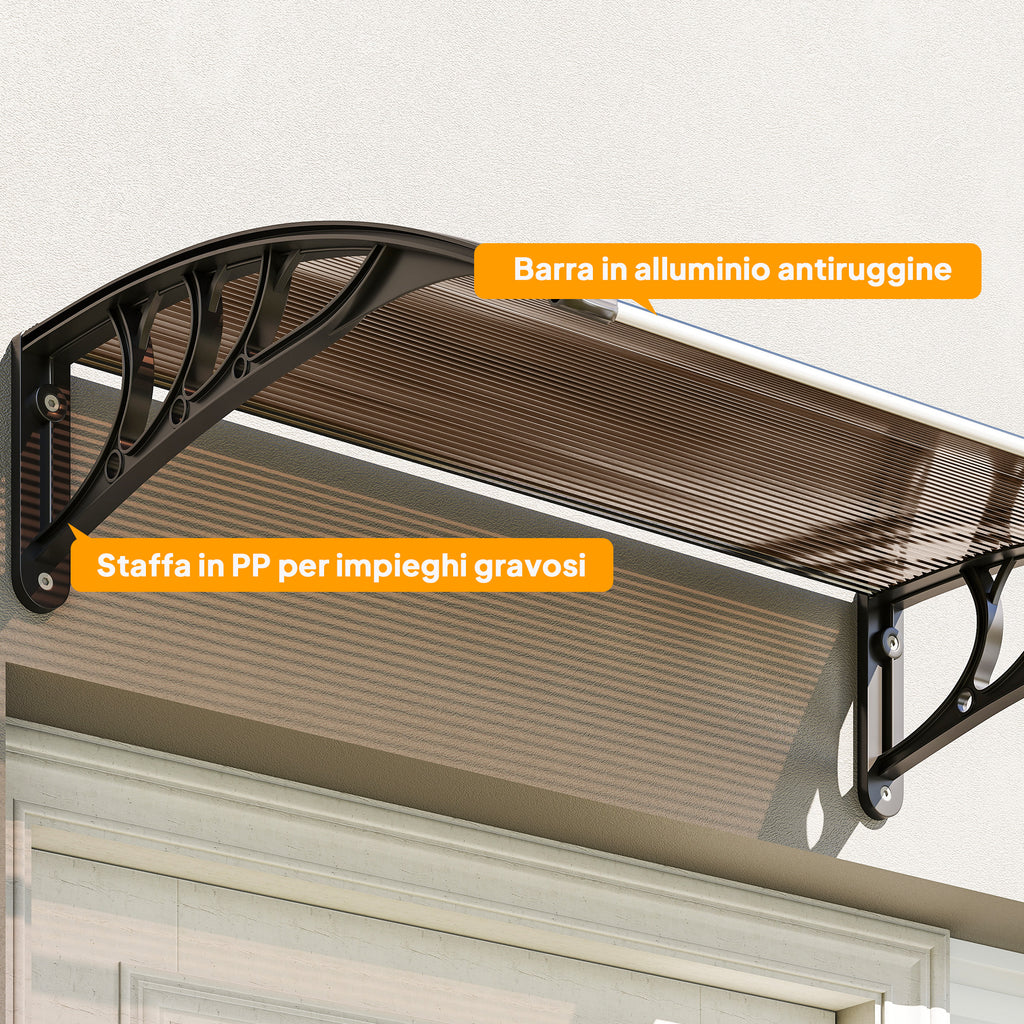 Outsunny Waterproof and Anti-UV Outdoor Canopy, in PC, PP and Aluminum, 75x100x23 cm, Brown and Black