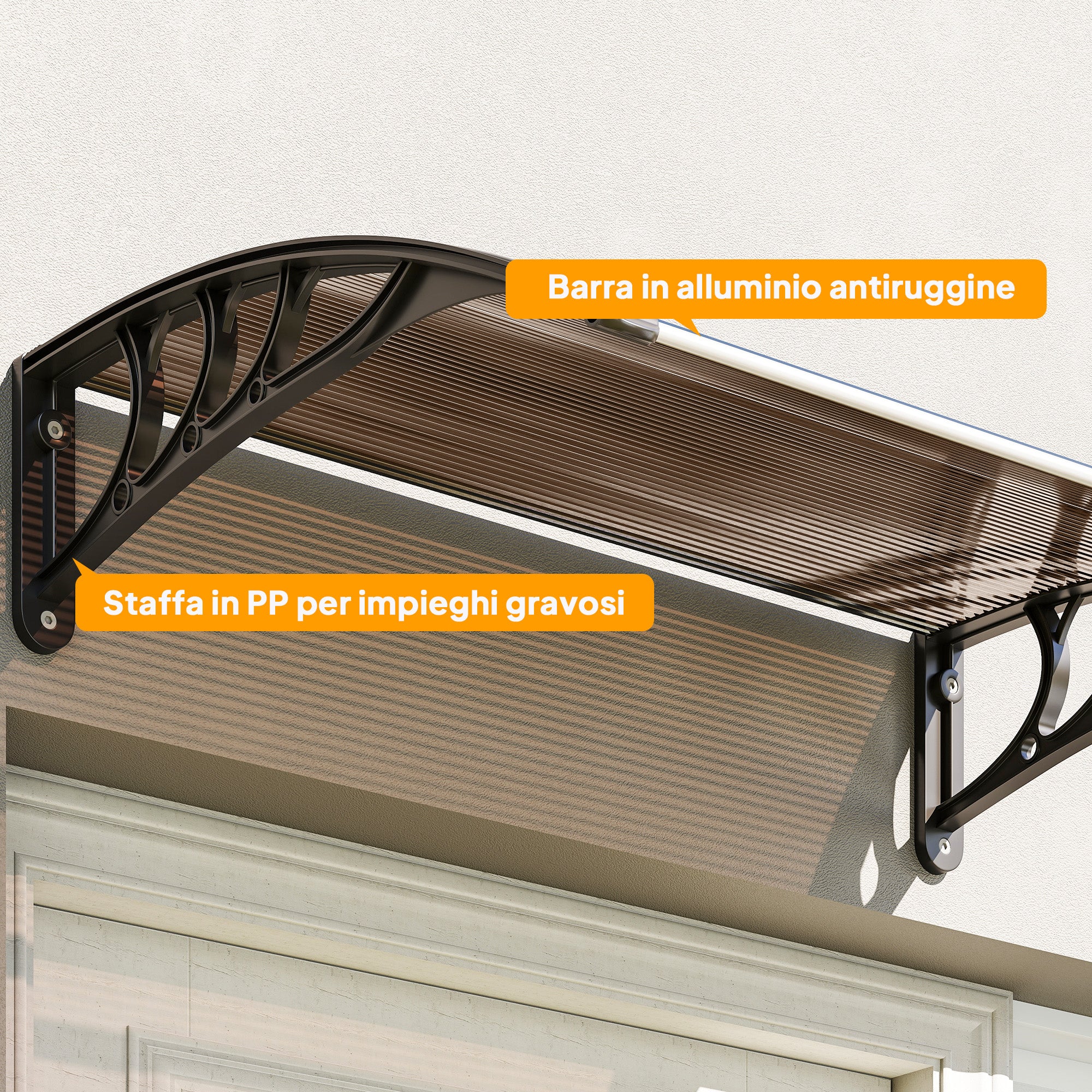 Outsunny Waterproof and Anti-UV Outdoor Canopy, in PC, PP and Aluminum, 75x100x23 cm, Brown and Black