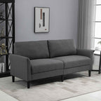 HOMCOM 3-Seater Fabric Sofa with Deep Seat and Thick Padding, 191x79x87 cm, Dark Grey