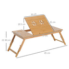Folding and Tilting PC Bed Table with Drawer, 72x35x22-30, Wood Color