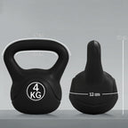 Kettlebell 4kg in Plastic and Sand with Flat Base and Handle, 18x12x20 cm, Black