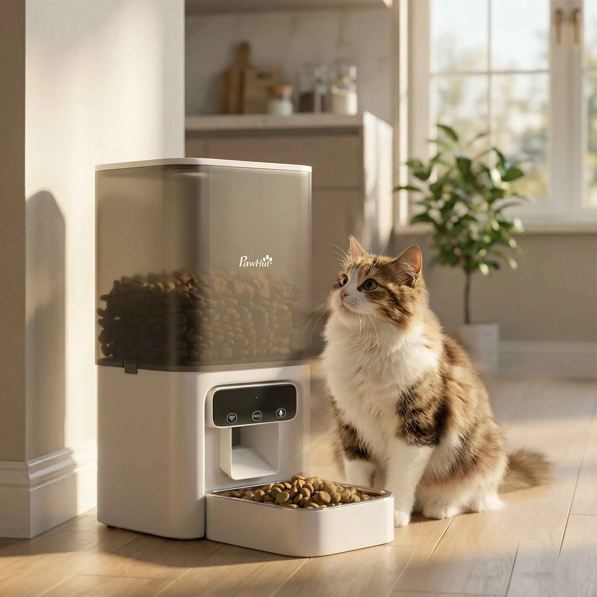 PawHut 4.5L Automatic Cat Food Dispenser with APP and Voice Recorder
