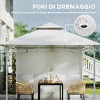 Outsunny 3x3m Metal Garden Gazebo with Curtains, Storage Pockets and Ceiling Hook, Cream White
