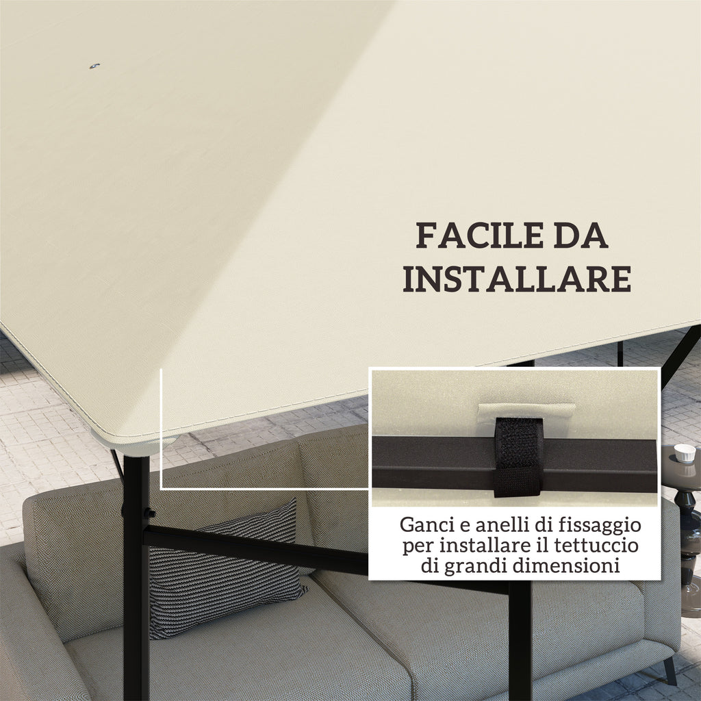 3x3m Garden Gazebo Cover with 8 Drainage Holes, 600D Oxford Fabric, Cream White ( COVER ONLY)