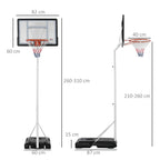 Basketball Hoop for Adults with Adjustable PVC Backboard 210-260cm Built-in Wheels White