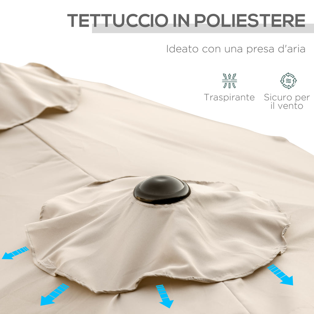 Double Tilting Garden Umbrella with Crank Opening, 295x152x222 cm, Khaki