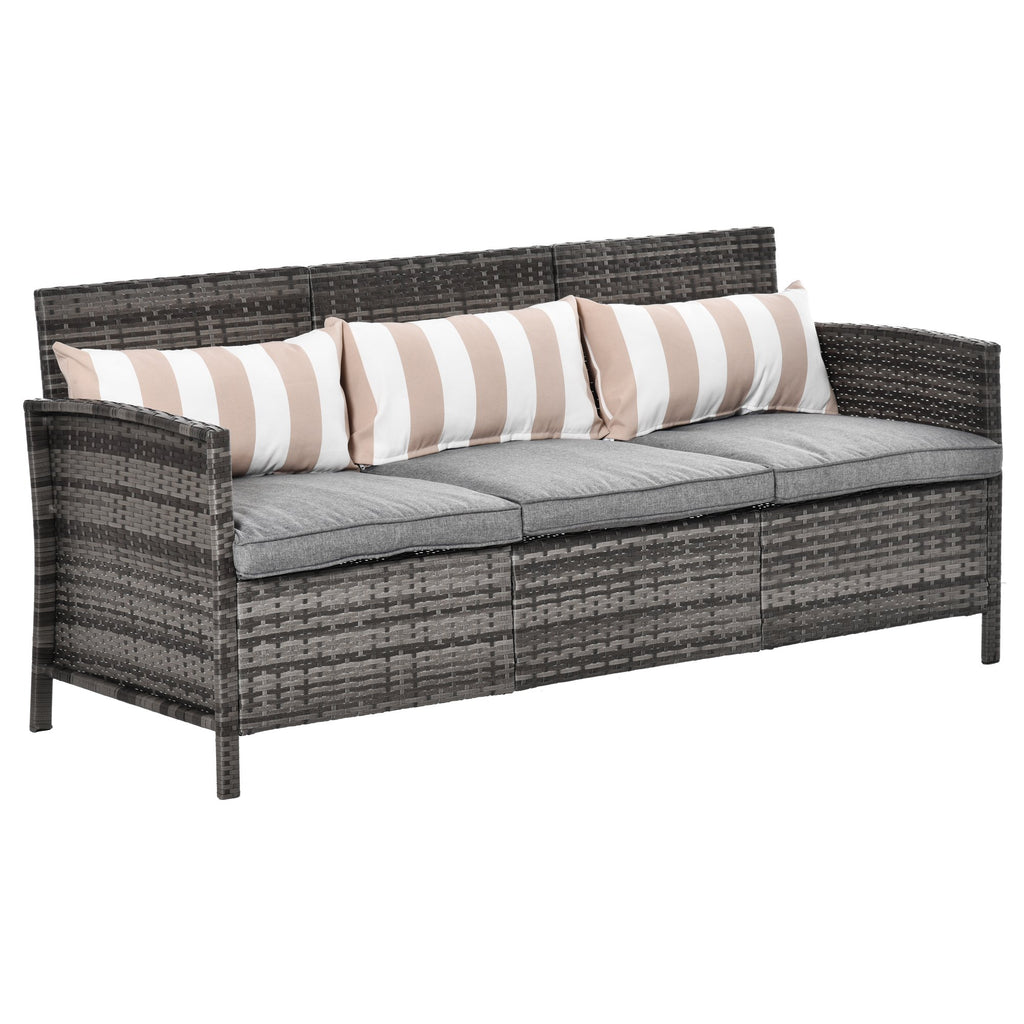 Outsunny 3 sofa outdoor sofa in rattan (PE) with padded and removable cushions, garden/terrace, 173x68x78cm - Borgè