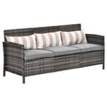 Outsunny 3 sofa outdoor sofa in rattan (PE) with padded and removable cushions, garden/terrace, 173x68x78cm - Borgè