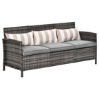 Outsunny 3 sofa outdoor sofa in rattan (PE) with padded and removable cushions, garden/terrace, 173x68x78cm - Borgè