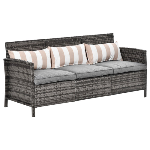 Outsunny 3 sofa outdoor sofa in rattan (PE) with padded and removable cushions, garden/terrace, 173x68x78cm - Borgè