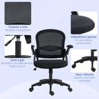Ergonomic Office Chair with Mesh Backrest and Adjustable Height, 65.5x61.5x88-97.5cm, Black - Borgè