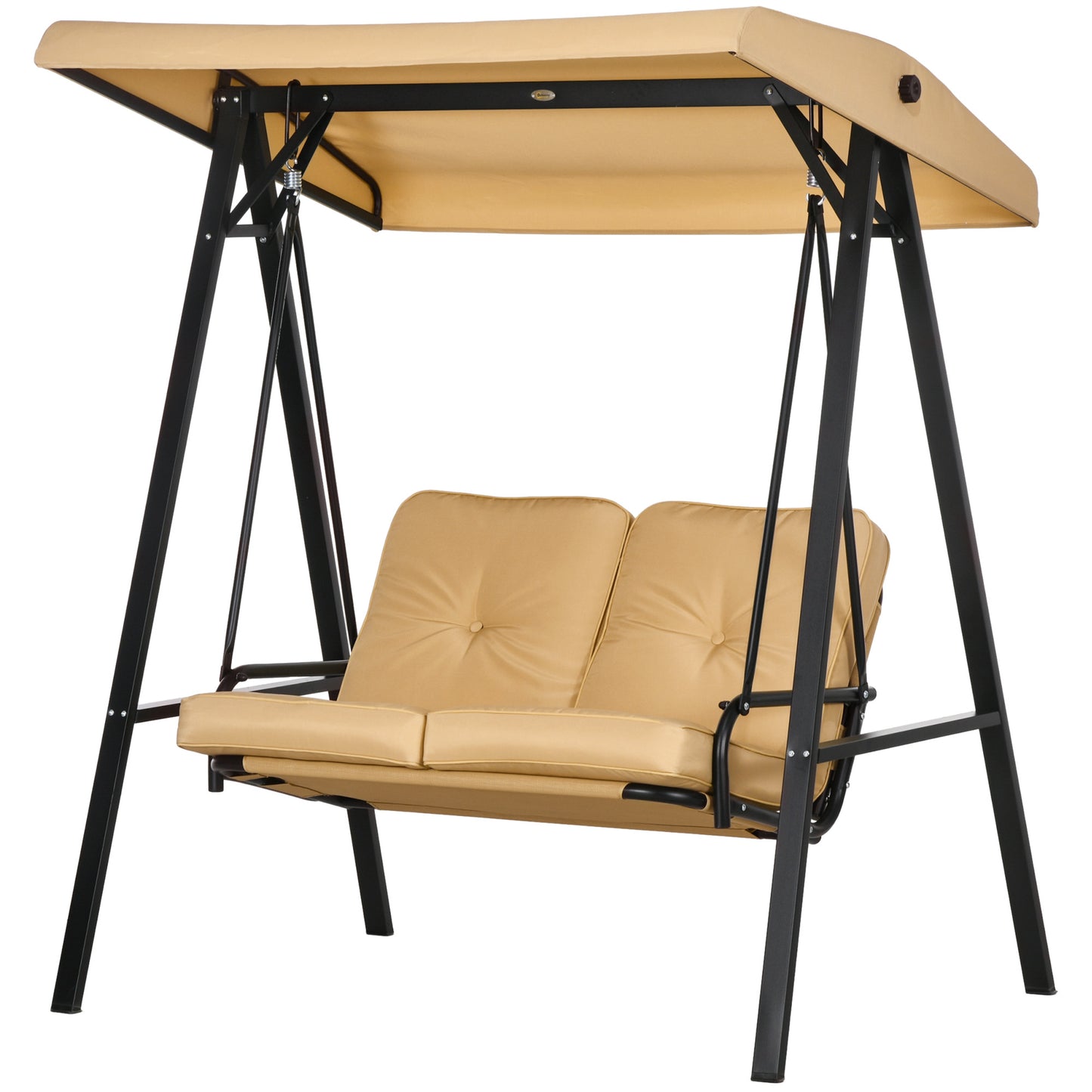 Outsunny 2-seater swing in steel and Teslin fabric with adjustable canopy and cushions, 138x106x174 cm, Beige