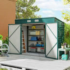 Outsunny Steel Tool Shed with 2 Vents and Latch, 249x121x183 cm, Green