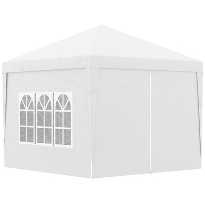 Outsunny gazebo 3x3 m folding and waterproof with side panels, in steel and oxford fabric, white - Borgè