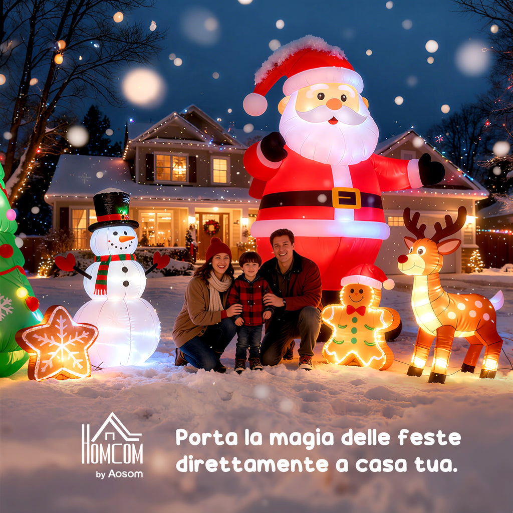 HOMCOM 243cm Tall Giant Inflatable Snowman with LED Lights Outdoor or Garden Decoration