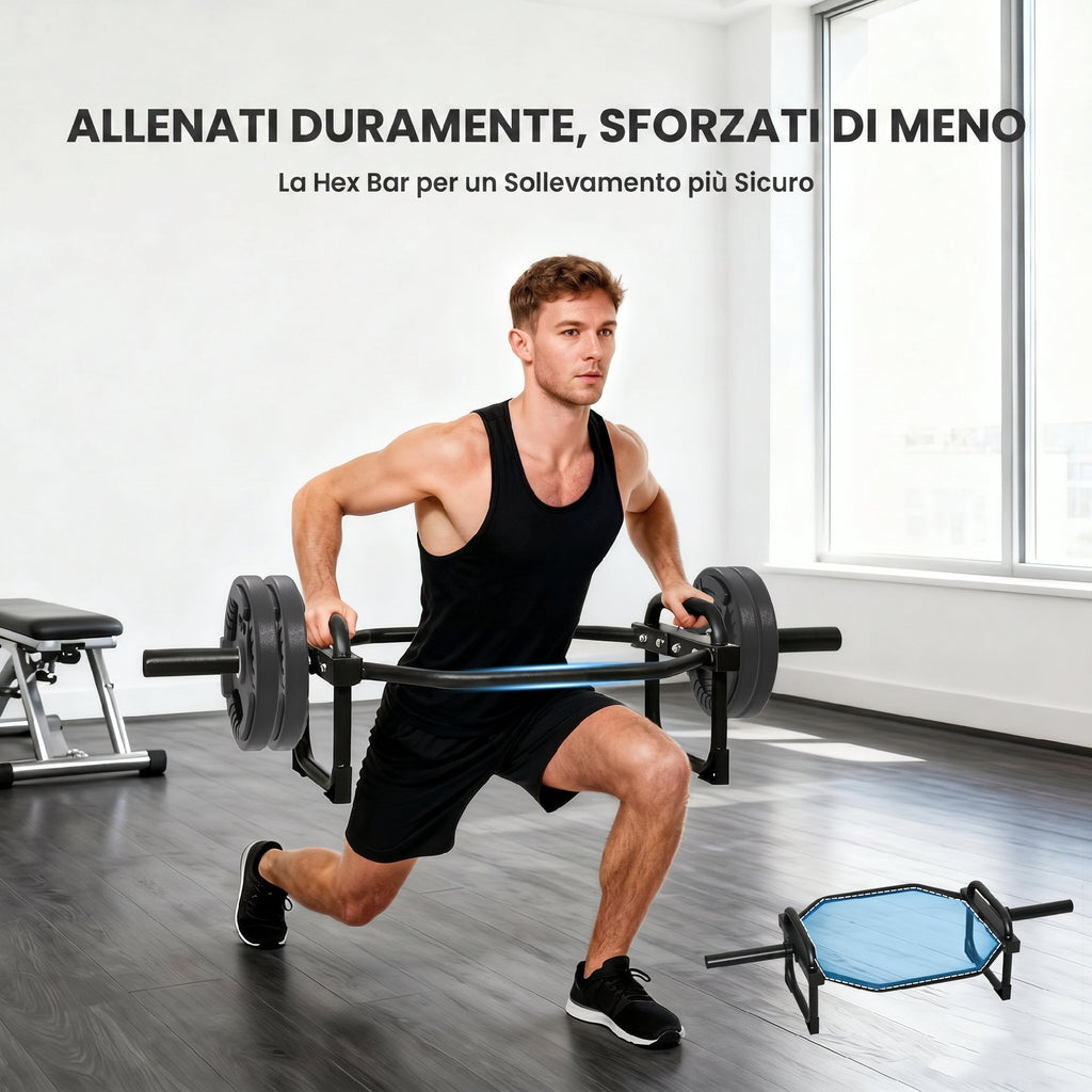 SPORTNOW 5cm Hex Olympic Bar with 300kg Capacity, Easy Load Design for Bench Press, Deadlifts, Shrugs, Squats and Farmer's Carry