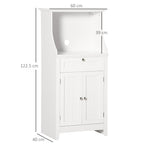 Microwave Oven Cabinet with Drawer and 2-Door Cabinet, 60x40x122.5 cm, White