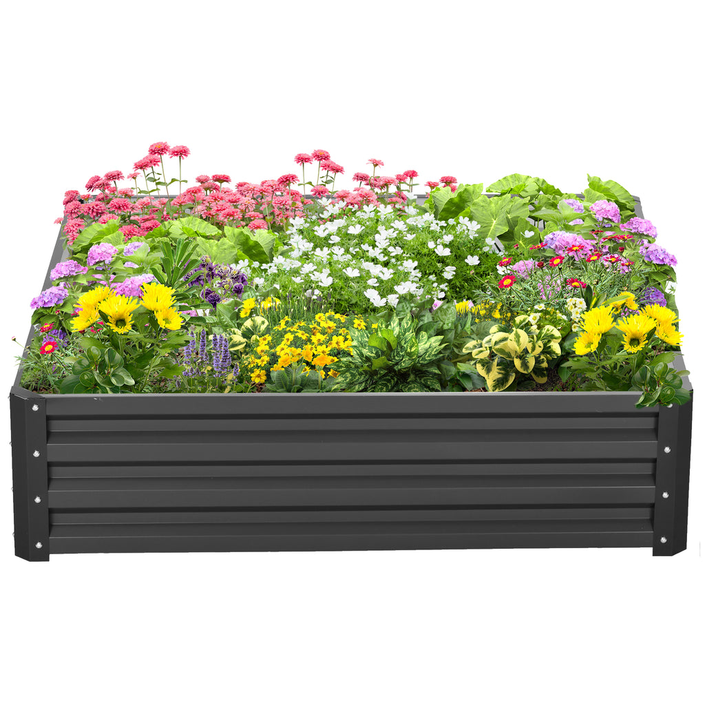 Open Bottom Raised Garden Bed with Covering, in Galvanized Steel, 120x120x30 cm, Gray - Borgè
