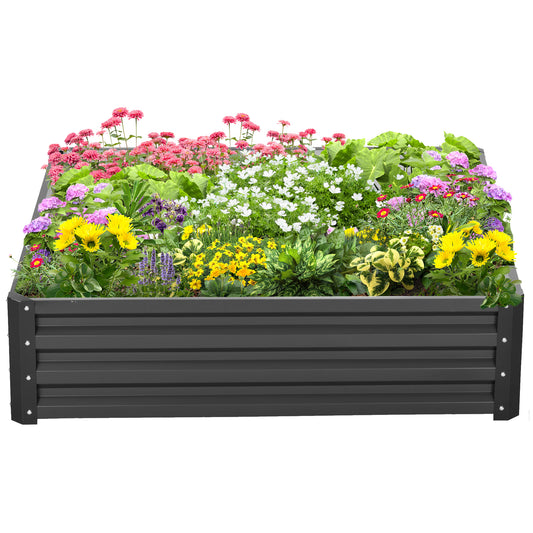 Open Bottom Raised Garden Bed with Covering, in Galvanized Steel, 120x120x30 cm, Gray - Borgè