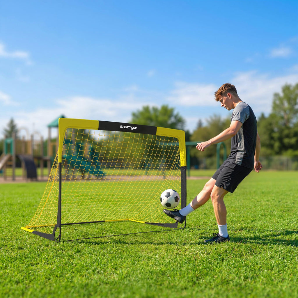 SPORTNOW Pop-Up Folding Soccer Goal with Carry Bag, Yellow