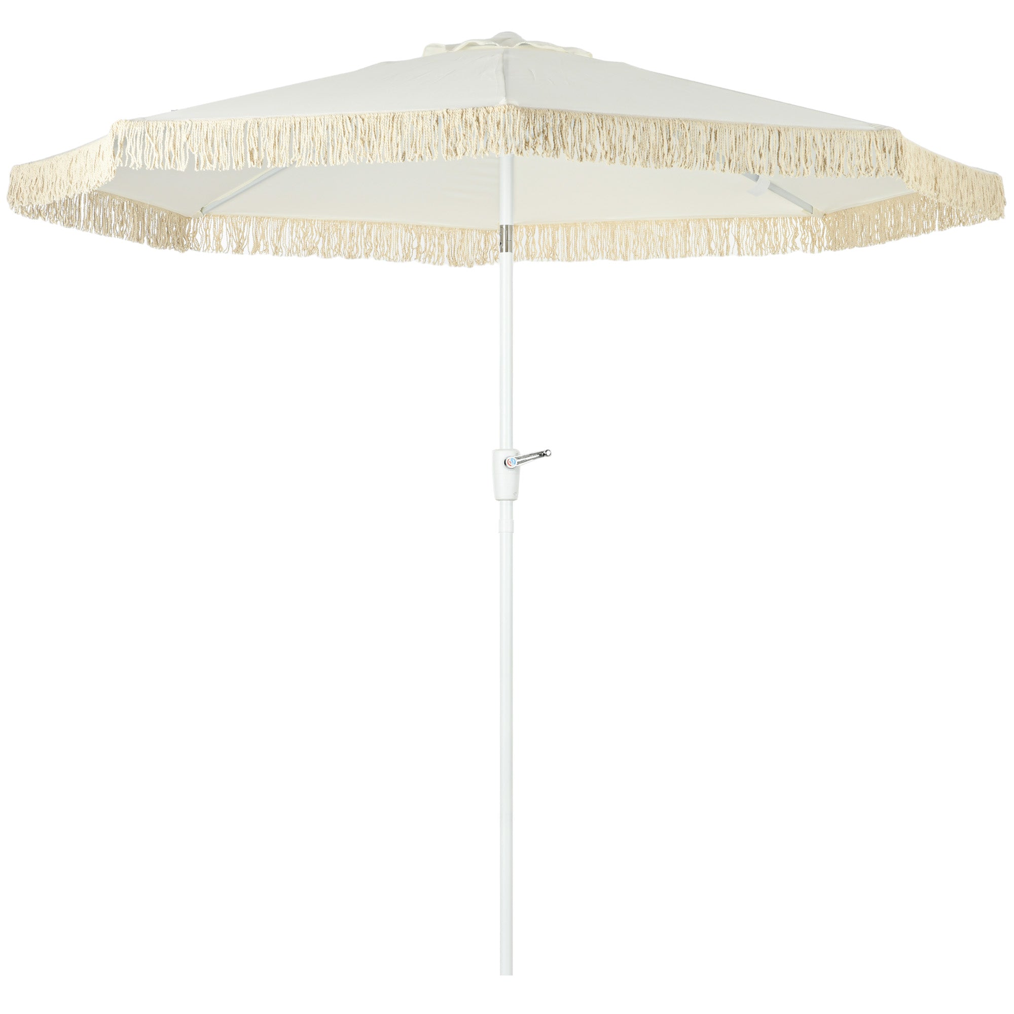 Garden Parasol with Tilting Crank and Pole 2 Sections, Polyester and Metal, 2.6x2.4 m, White