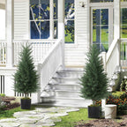 Outsunny Set of 2 Artificial Cypress Trees, UV-Resistant, Ø40x90 cm, Green