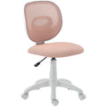 HOMCOM Ergonomic Swivel Office Chair with Breathable Mesh Fabric, Armless, Height-Adjustable, Pink