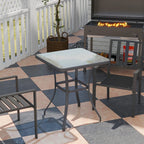 Modern Coffee Table with Tempered Glass Top, Outdoor Garden Table with Metal Frame, 68.5 x 68.5 x 84 cm, Grey - Borge' Group Limited