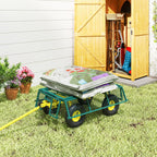 Outsunny Steel Garden Cart with 200 kg Capacity and Removable Side Walls, 104 x 54 x 51 cm, Green and Yellow