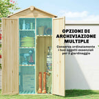 Outsunny 3-Door Garden Cabinet with 4 Shelves and Hooks, in Fir Wood, 93x53x168 cm, Wood Color