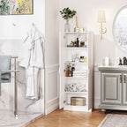 Modern Multipurpose Cabinet with 5 Shelves and Adjustable Levels, in Wood, 60x31.5x165 cm, White