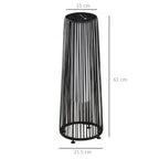 Outsunny Solar LED Garden Lantern with Charging Panel in Rattan and Metal, Ø21.5x61cm, Black