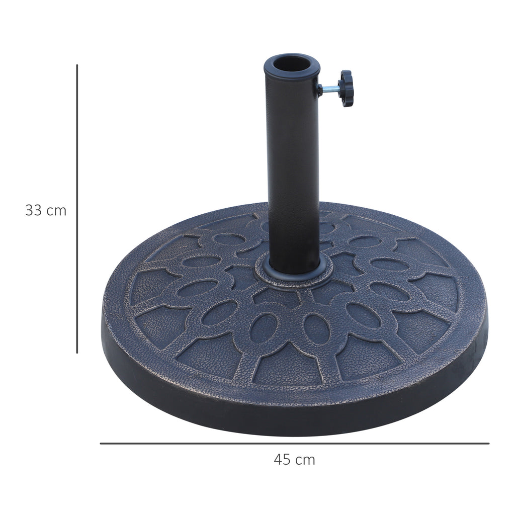 Round Umbrella Base for Ø38 and Ø48 mm Poles, in Resin and Steel, Ø45 cm, Bronze