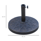 Round Umbrella Base for Ø38 and Ø48 mm Poles, in Resin and Steel, Ø45 cm, Bronze