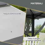 Gazebo with Mosquito Nets Adjustable on 3 Levels, in Steel and Oxford Fabric, 326x326x272 cm, Light and Dark Grey