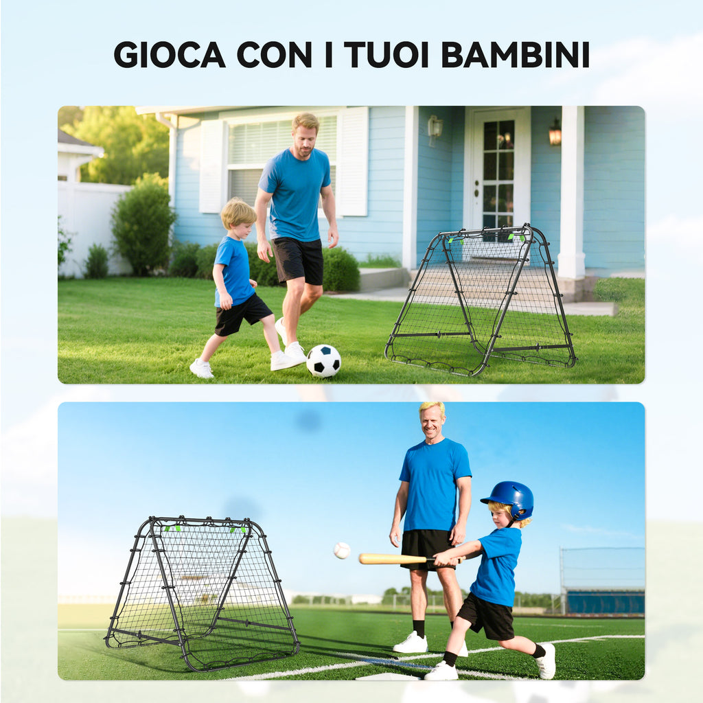 Foldable Soccer Rebounder Net with Adjustable Angle and Pegs, Made of PE and Metal, 100x95x90 cm, Black